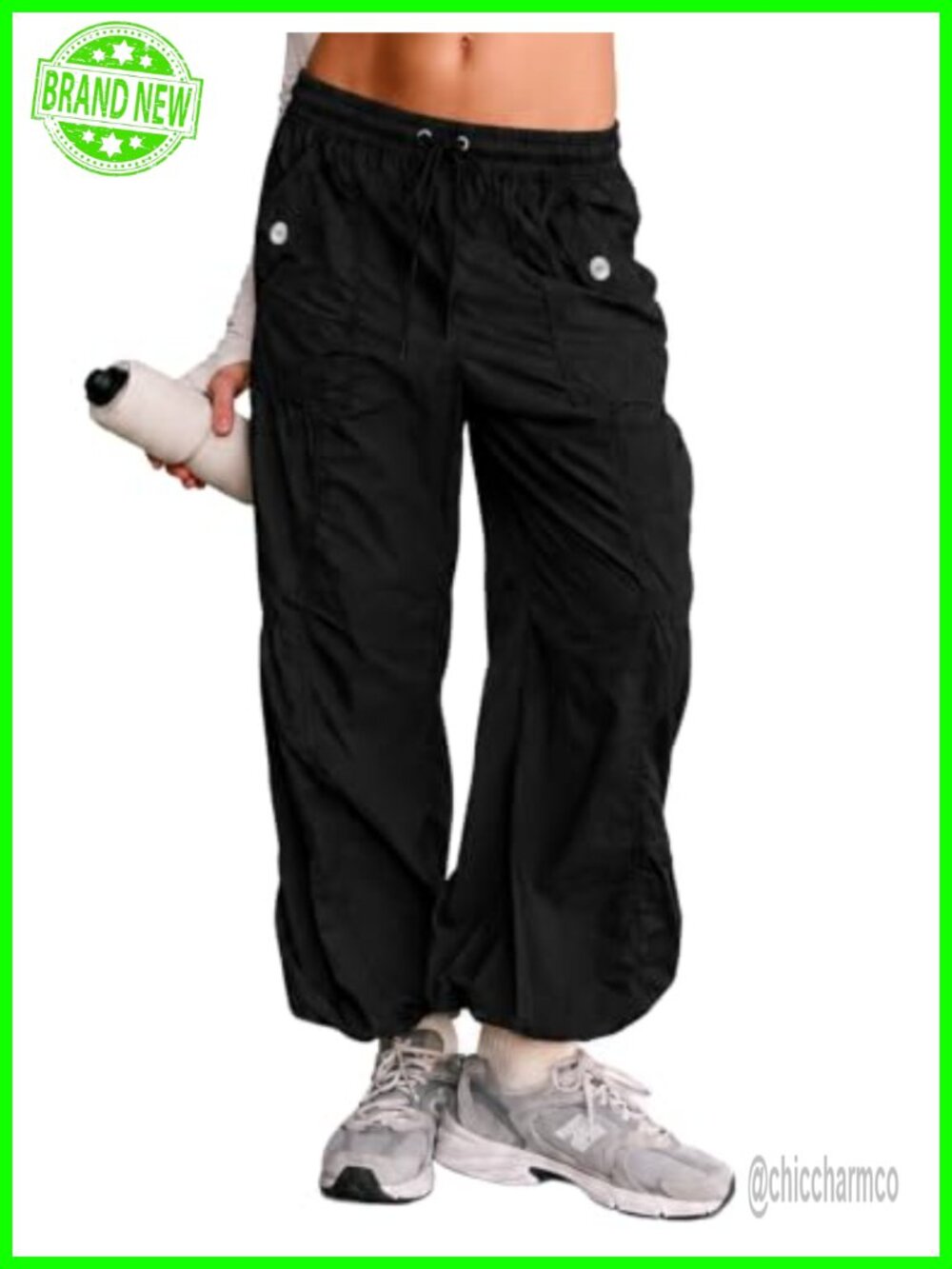 FUNTOUR Cargo Pants Women Baggy Parachute Nylon Quick-Dry Hiking Trousers
